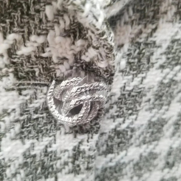 Zara Textured Plaid Houndstooth Cropped Jacket Blazer Ecru M - Picture 9 of 16